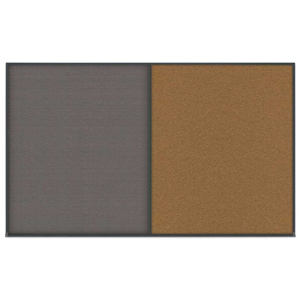 Double Door Radius Corkboard, 60"x36", Hea, UV7014RC-BLACK-RUBBER